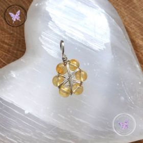 Citrine Circle Silver Wire Pendant